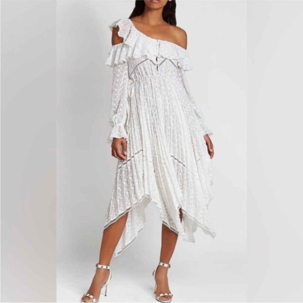 Self Portrait Daisy Midi Dress in White